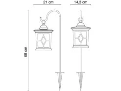 Globo LED Solar Erdspießleuchte Mit Aufgehängter Laterne, Weiß Höhe 68cm -Bestes Beleuchtungs Geschäft led solar erdspiessleuchte mit aufgehaengter later 2
