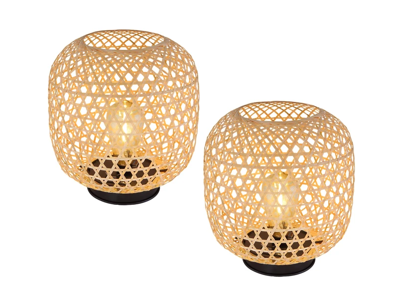 MeineWunschleuchte LED Solar Tischleuchten 2er SET Aus Bambus Korbgeflecht, Höhe 27cm 4 MeineWunschleuchte LED Solar Tischleuchten 2er SET Aus Bambus Korbgeflecht, Höhe 27cm – Bild 2