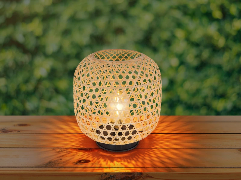 MeineWunschleuchte LED Solar Tischleuchten 2er SET Aus Bambus Korbgeflecht, Höhe 27cm 9 MeineWunschleuchte LED Solar Tischleuchten 2er SET Aus Bambus Korbgeflecht, Höhe 27cm – Bild 7