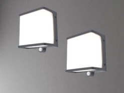 MeineWunschleuchte LED Solar Wandleuchte 2er SET Mit Bewegungsmelder, 15 X 17 Cm -Bestes Beleuchtungs Geschäft led solar wandleuchte 2er set mit bewegungsmelder 1 8