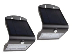 REV LED Solar Wandleuchten 2er SET Außenleuchte Fassadenbeleuchtung Schwarz 21x14cm