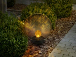 Globo LED Solarkugel Garten - Leuchtkugel Rauchfarbig Ø 25cm Mit Erdspieß