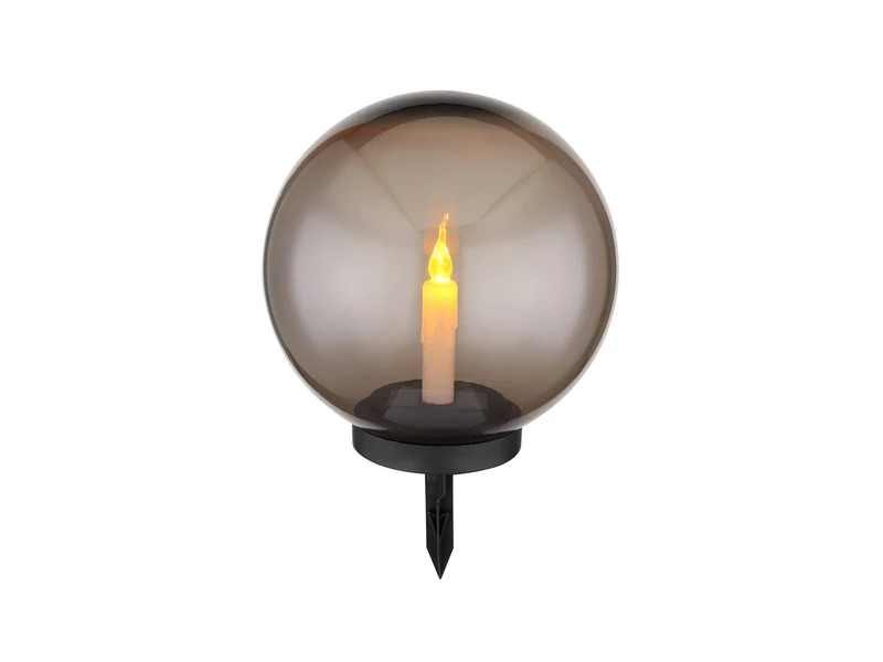 Globo LED Solarkugel Mit Kerze - Leuchtkugel Rauchfarbig Ø 25cm Mit Erdspieß 4 Globo LED Solarkugel Mit Kerze - Leuchtkugel Rauchfarbig Ø 25cm Mit Erdspieß – Bild 2