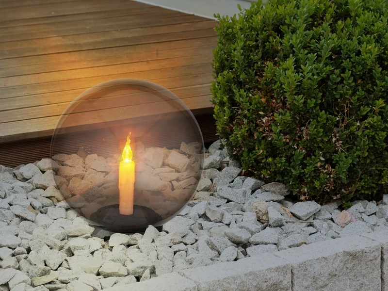 Globo LED Solarkugel Mit Kerze - Leuchtkugel Rauchfarbig Ø 25cm Mit Erdspieß 3 Globo LED Solarkugel Mit Kerze - Leuchtkugel Rauchfarbig Ø 25cm Mit Erdspieß