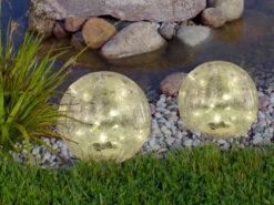 MeineWunschleuchte LED Solarkugeln 2er SET Ø 15cm & 19,5cm, Glasschirm Mit Erdspieß -Bestes Beleuchtungs Geschäft led solarkugeln 2er set 15cm 195cm glasschirm mit 1 5