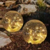 MeineWunschleuchte LED Solarkugeln 2er SET - Glas Leuchtkugeln Ø 19,5cm Mit Erdspieß, Bruchoptik -Bestes Beleuchtungs Geschäft led solarkugeln 2er set glas leuchtkugeln 195cm mi