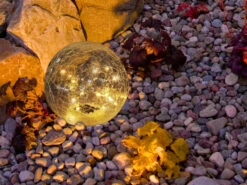 MeineWunschleuchte LED Solarkugeln 2er SET - Glas Leuchtkugeln Ø 19,5cm Mit Erdspieß, Bruchoptik -Bestes Beleuchtungs Geschäft led solarkugeln 2er set glas leuchtkugeln 195cm mi 7