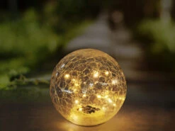 MeineWunschleuchte LED Solarkugeln 2er SET - Glas Leuchtkugeln Ø 19,5cm Mit Erdspieß, Bruchoptik -Bestes Beleuchtungs Geschäft led solarkugeln 2er set glas leuchtkugeln 195cm mi 8