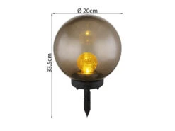 MeineWunschleuchte LED Solarkugeln 2er SET - Kugeln Rauchfarbig Ø 20cm Mit Erdspieß, Glas -Bestes Beleuchtungs Geschäft led solarkugeln 2er set kugeln rauchfarbig 20cm mi 2