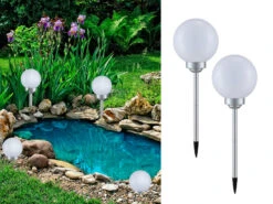 Globo LED Solarkugeln Garten - 2er SET, Leuchtkugel Ø 20cm Mit Erdspieß
