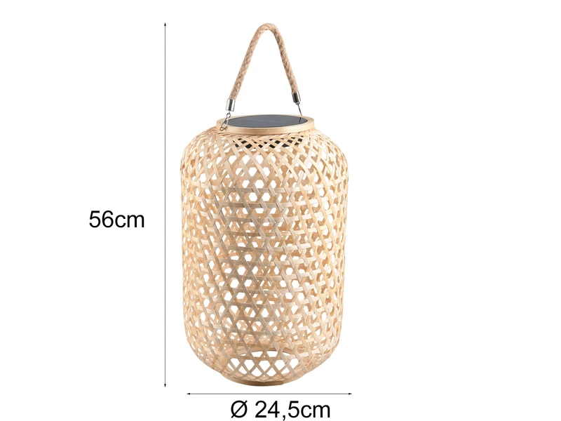 MeineWunschleuchte LED Solarlaterne AURE Hängend Aus Bambus Korbgeflecht Mit Sisalseil, Höhe 56cm 6 MeineWunschleuchte LED Solarlaterne AURE Hängend Aus Bambus Korbgeflecht Mit Sisalseil, Höhe 56cm – Bild 4