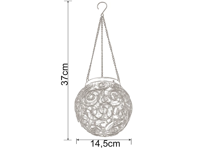 Globo LED Solarlaterne Hängeleuchte, Leuchtkugel Klar, Ø 14,5cm 5 Globo LED Solarlaterne Hängeleuchte, Leuchtkugel Klar, Ø 14,5cm – Bild 3