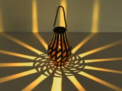 Globo LED Solarlaterne, Metall Holzoptik, Hängend Oder Stehend, Höhe 27cm -Bestes Beleuchtungs Geschäft led solarlaterne metall holzoptik haengend oder st 12