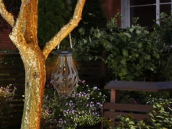 Globo LED Solarlaterne, Metall Holzoptik, Hängend Oder Stehend, Höhe 27cm -Bestes Beleuchtungs Geschäft led solarlaterne metall holzoptik haengend oder st 15