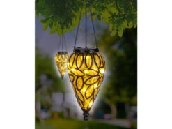 MeineWunschleuchte LED Solarlaternen Hängeleuchten 2er Set, Lampenschirm Amber, Höhe 50cm -Bestes Beleuchtungs Geschäft led solarlaternen haengeleuchten 2er set lampensch 8