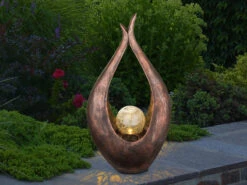 Globo LED Solarleuchte Mit Crackle Glaskugel, Bronzefarben, Höhe 50cm