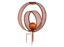 Globo LED Solarleuchte Mit Dekorstanzungen In Rostoptik & Crackle Glaskugel, Höhe 42cm -Bestes Beleuchtungs Geschäft led solarleuchte mit dekorstanzungen in rostoptik 1 6