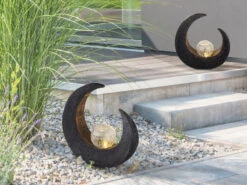 MeineWunschleuchte LED Solarleuchten 2er SET Steinoptik Mit Crackle Glaskugel, Höhe 30,5cm -Bestes Beleuchtungs Geschäft led solarleuchten 2er set steinoptik mit crackle g 3