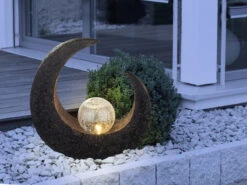 MeineWunschleuchte LED Solarleuchten 2er SET Steinoptik Mit Crackle Glaskugel, Höhe 30,5cm -Bestes Beleuchtungs Geschäft led solarleuchten 2er set steinoptik mit crackle g 5