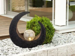 MeineWunschleuchte LED Solarleuchten 2er SET Steinoptik Mit Crackle Glaskugel, Höhe 30,5cm -Bestes Beleuchtungs Geschäft led solarleuchten 2er set steinoptik mit crackle g 6