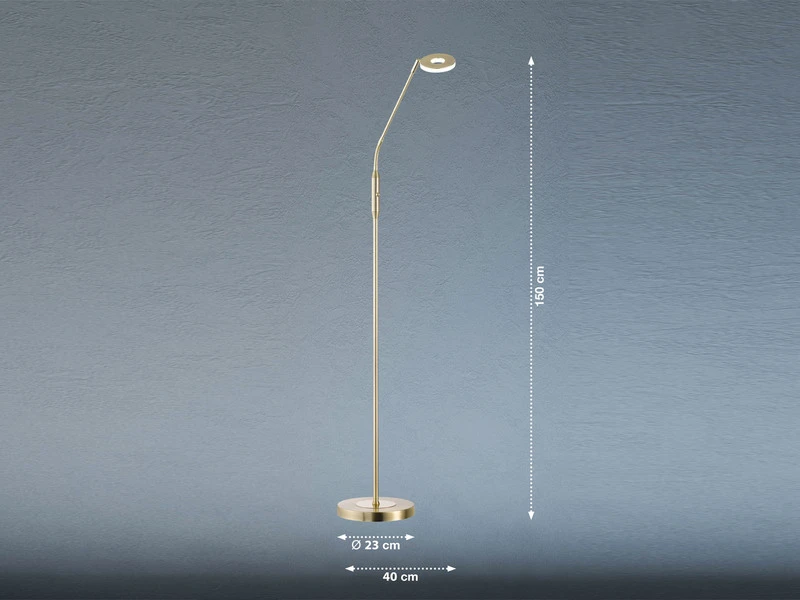 Fischer & Honsel LED Stehlampe Leselampe DENT Messing Mit Dimmer - Höhe 150cm 5 Fischer & Honsel LED Stehlampe Leselampe DENT Messing Mit Dimmer - Höhe 150cm – Bild 3