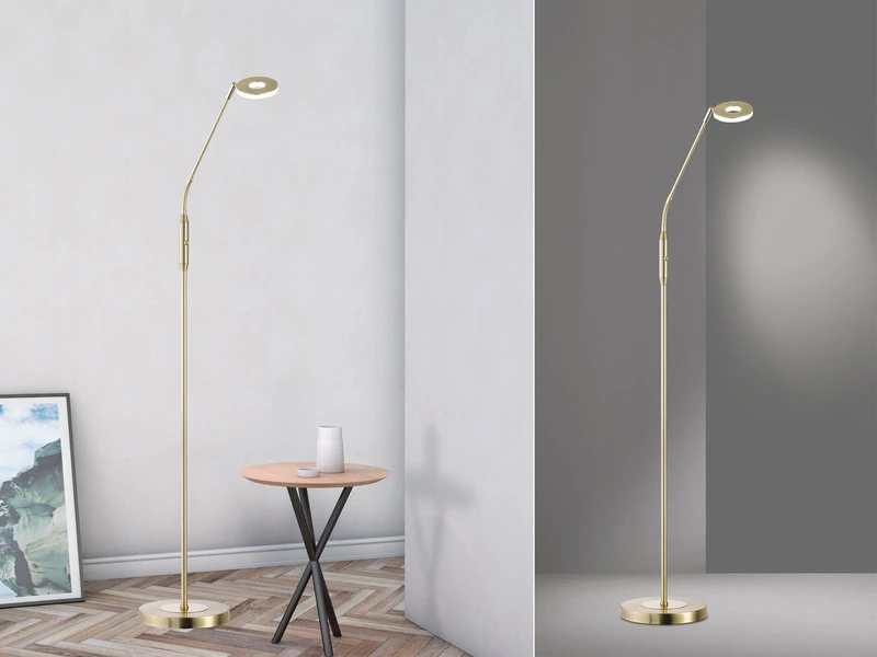 Fischer & Honsel LED Stehlampe Leselampe DENT Messing Mit Dimmer - Höhe 150cm 3 Fischer & Honsel LED Stehlampe Leselampe DENT Messing Mit Dimmer - Höhe 150cm