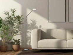 Fischer & Honsel LED Stehlampe Leselampe DENT Schwarz Mit Dimmer - Höhe 150cm