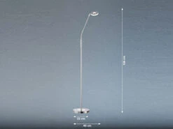 Fischer & Honsel LED Stehlampe Leselampe DENT Silber Mit Dimmer - Höhe 150cm -Bestes Beleuchtungs Geschäft led stehlampe leselampe dent silber mit dimmer hoe 3