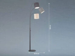 MeineWunschleuchte LED Stehlampe Mehrflammig Schwarz 3 Lampenschirme Leinen - 186cm Groß 9 MeineWunschleuchte LED Stehlampe Mehrflammig Schwarz 3 Lampenschirme Leinen - 186cm Groß -Bestes Beleuchtungs Geschäft led stehlampe mehrflammig schwarz 3 lampenschirme 1 3