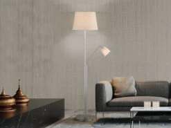 MeineWunschleuchte LED Stehlampe Mit Leselampe & Stoff Lampenschirme Beige - Höhe 175cm