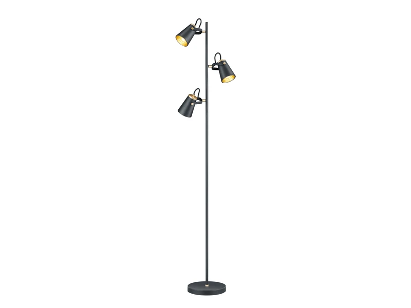 Trio Leuchten LED Stehleuchte 3-flammig In Schwarz Gold, Spots Schwenkbar, 160cm Hoch 4 Trio Leuchten LED Stehleuchte 3-flammig In Schwarz Gold, Spots Schwenkbar, 160cm Hoch – Bild 2