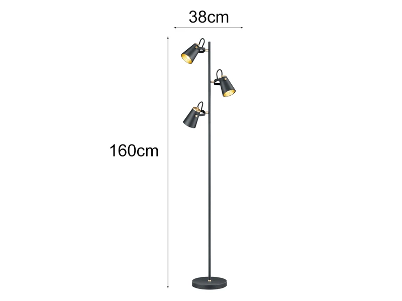 Trio Leuchten LED Stehleuchte 3-flammig In Schwarz Gold, Spots Schwenkbar, 160cm Hoch 6 Trio Leuchten LED Stehleuchte 3-flammig In Schwarz Gold, Spots Schwenkbar, 160cm Hoch – Bild 4
