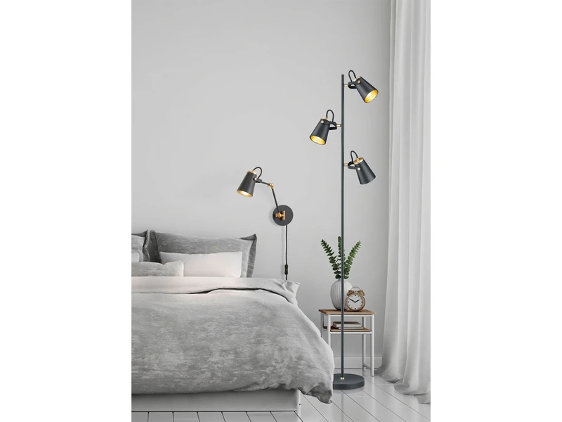 Trio Leuchten LED Stehleuchte 3-flammig In Schwarz Gold, Spots Schwenkbar, 160cm Hoch 7 Trio Leuchten LED Stehleuchte 3-flammig In Schwarz Gold, Spots Schwenkbar, 160cm Hoch – Bild 5