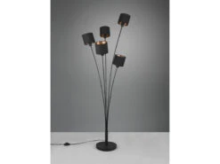 MeineWunschleuchte LED Stehleuchte 5 Flammig Metall, Stoffschirm Schwarz Gold, Höhe 163cm -Bestes Beleuchtungs Geschäft led stehleuchte 5 flammig metall stoffschirm schwa 4