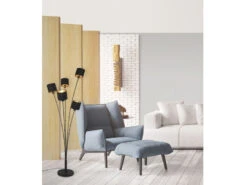 MeineWunschleuchte LED Stehleuchte 5 Flammig Metall, Stoffschirm Schwarz Gold, Höhe 163cm -Bestes Beleuchtungs Geschäft led stehleuchte 5 flammig metall stoffschirm schwa 6