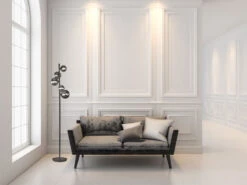 Fischer & Honsel LED Stehleuchte BALA 5 Flammig Schwarz Mit Rauchglas Kugeln, Höhe 150cm -Bestes Beleuchtungs Geschäft led stehleuchte bala 5 flammig schwarz mit rauchgl 5