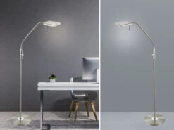 Trio Leuchten LED Stehleuchte BERGAMO Silber Flexibel Sensordimmer - Höhe 135cm