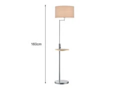 MeineWunschleuchte LED Stehleuchte In Silber Matt Mit Stoffschirm, Ablagetisch & USB Anschluss -Bestes Beleuchtungs Geschäft led stehleuchte in silber matt mit stoffschirm abl 3