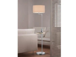 MeineWunschleuchte LED Stehleuchte In Silber Matt Mit Stoffschirm, Ablagetisch & USB Anschluss -Bestes Beleuchtungs Geschäft led stehleuchte in silber matt mit stoffschirm abl 4