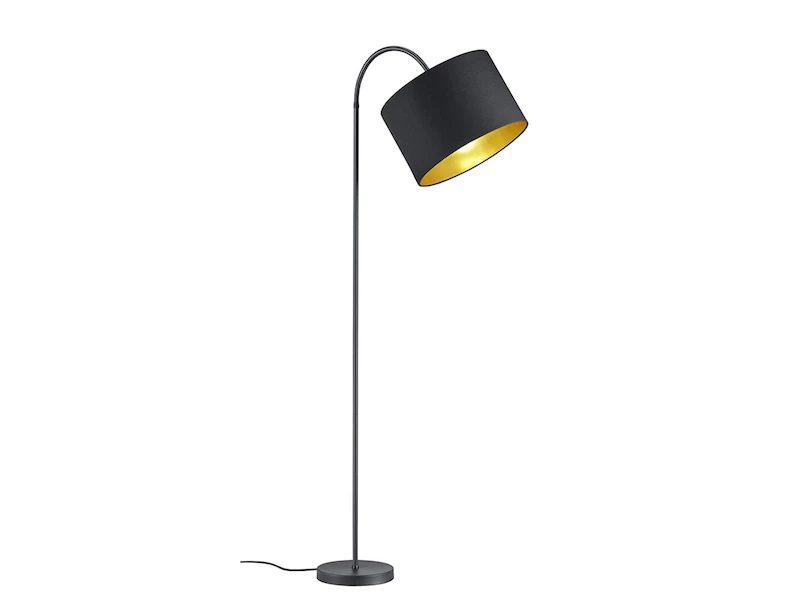 Trio Leuchten LED Stehleuchte Mit Flexgelenk Und TEXTIL Lampenschirm Ø35cm In Schwarz/Gold 4 Trio Leuchten LED Stehleuchte Mit Flexgelenk Und TEXTIL Lampenschirm Ø35cm In Schwarz/Gold – Bild 2