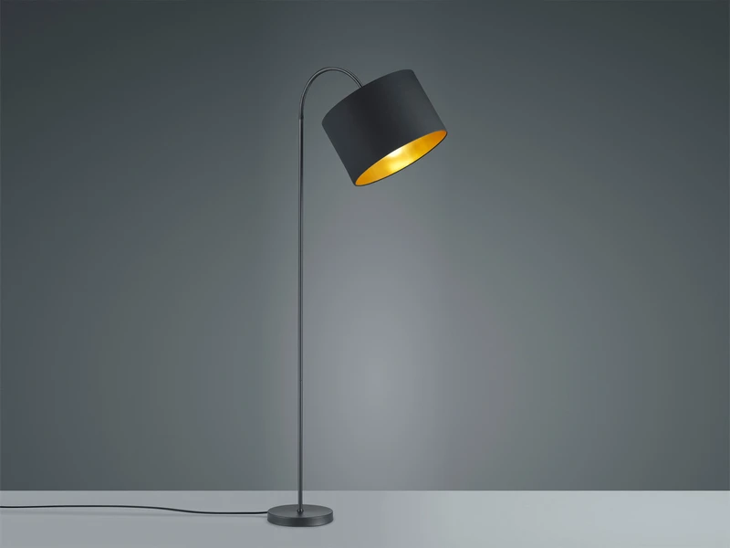 Trio Leuchten LED Stehleuchte Mit Flexgelenk Und TEXTIL Lampenschirm Ø35cm In Schwarz/Gold 5 Trio Leuchten LED Stehleuchte Mit Flexgelenk Und TEXTIL Lampenschirm Ø35cm In Schwarz/Gold – Bild 3