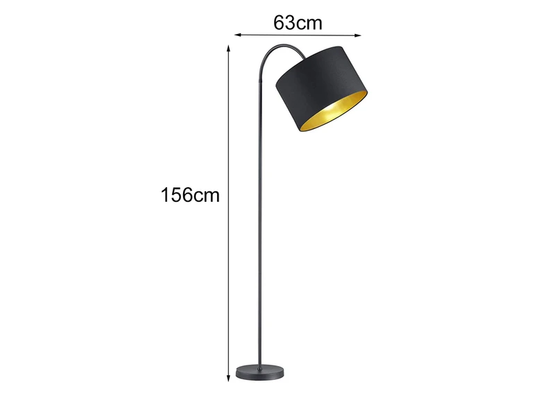 Trio Leuchten LED Stehleuchte Mit Flexgelenk Und TEXTIL Lampenschirm Ø35cm In Schwarz/Gold 6 Trio Leuchten LED Stehleuchte Mit Flexgelenk Und TEXTIL Lampenschirm Ø35cm In Schwarz/Gold – Bild 4