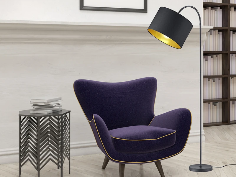 Trio Leuchten LED Stehleuchte Mit Flexgelenk Und TEXTIL Lampenschirm Ø35cm In Schwarz/Gold 7 Trio Leuchten LED Stehleuchte Mit Flexgelenk Und TEXTIL Lampenschirm Ø35cm In Schwarz/Gold – Bild 5
