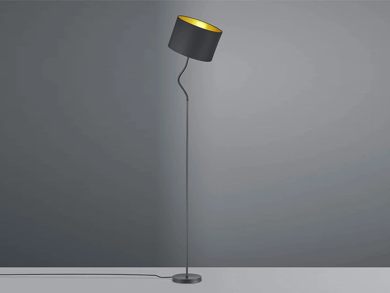 Trio Leuchten LED Stehleuchte Mit Flexgelenk Und TEXTIL Lampenschirm Ø35cm In Schwarz/Gold 8 Trio Leuchten LED Stehleuchte Mit Flexgelenk Und TEXTIL Lampenschirm Ø35cm In Schwarz/Gold – Bild 6