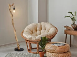 MeineWunschleuchte LED Stehleuchte Mit Hanfseil Und Holzstab, Höhe 150cm -Bestes Beleuchtungs Geschäft led stehleuchte mit hanfseil und holzstab hoehe 15 4