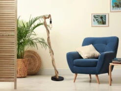 MeineWunschleuchte LED Stehleuchte Mit Hanfseil Und Holzstab, Höhe 150cm -Bestes Beleuchtungs Geschäft led stehleuchte mit hanfseil und holzstab hoehe 15 6