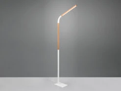 Trio Leuchten LED Stehleuchte NORRIS Weiß Mit Holzelementen, Höhe 140cm -Bestes Beleuchtungs Geschäft led stehleuchte norris weiss mit holzelementen hoe 2