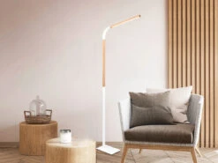 Trio Leuchten LED Stehleuchte NORRIS Weiß Mit Holzelementen, Höhe 140cm -Bestes Beleuchtungs Geschäft led stehleuchte norris weiss mit holzelementen hoe 4