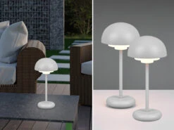 MeineWunschleuchte LED Tischleuchte 2er SET Outdoor Touch Dimmer, USB Aufladbar, Grau Höhe 30cm