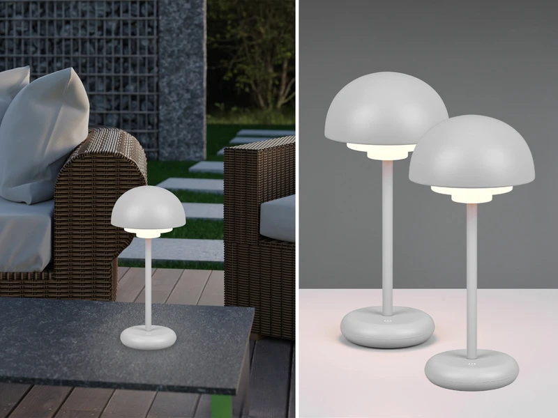 MeineWunschleuchte LED Tischleuchte 2er SET Outdoor Touch Dimmer, USB Aufladbar, Grau Höhe 30cm 3 MeineWunschleuchte LED Tischleuchte 2er SET Outdoor Touch Dimmer, USB Aufladbar, Grau Höhe 30cm